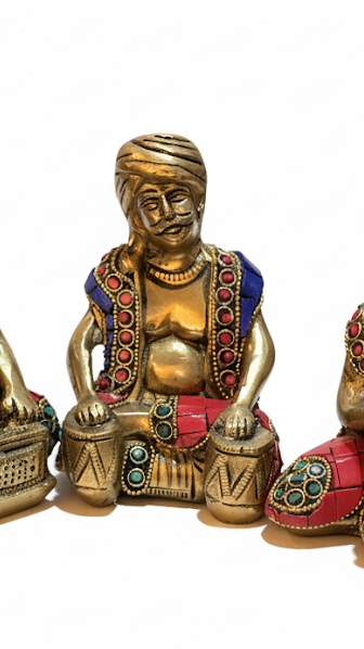 Handcrafted Brass Folk Musicians Set – Traditional Indian Art Decor