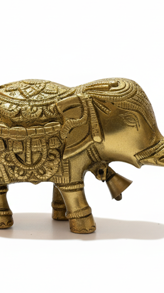 Handcrafted Brass Elephant Figurine with Raised Trunk