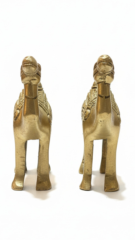 Handcrafted Brass Camel Figurine Set (Pair)