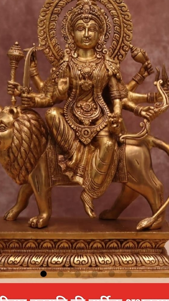 Handcrafted Brass Goddess Durga Idol on Lion (Sherawali Mata)