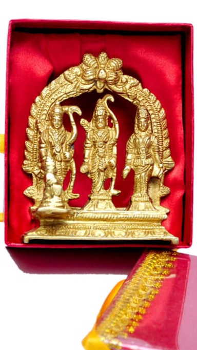 Handcrafted Brass Ram Darbar Idol Set (Ram, Sita & Lakshman)