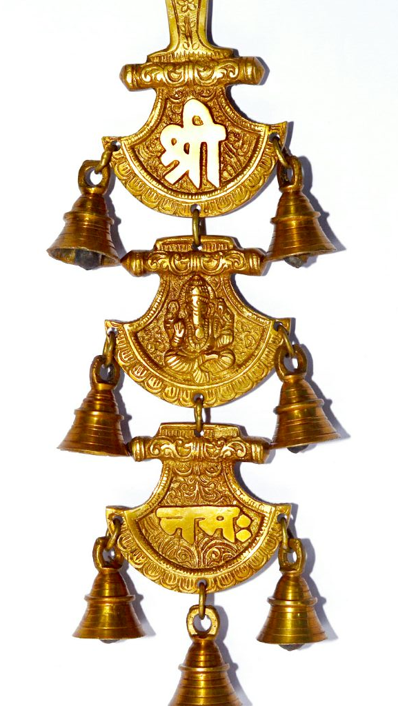 Brass Shubh–Labh Ganesha Wall Hanging with Bells