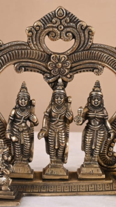 Brass Ram Darbar Statue – Lord Rama, Sita & Lakshman with Hanuman