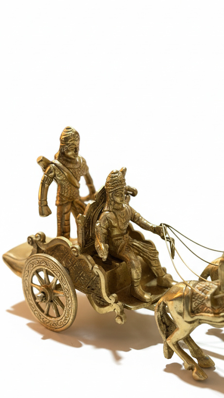 Handcrafted Brass Horse Chariot Showpiece